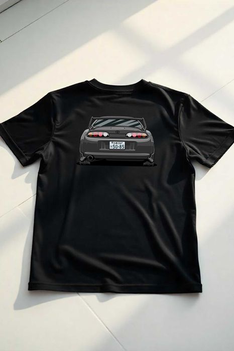 Koszulka M Szara Toyota Supra Tył | Prezent dla Fana Motoryzacji