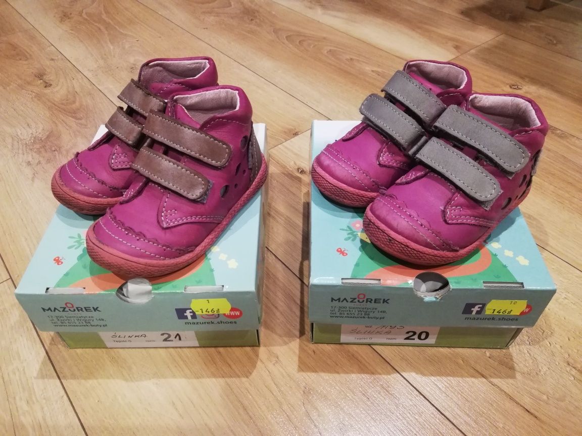 Buty skórzane dla bliźniaczek / bliźniaczki / roz. 20 i 21