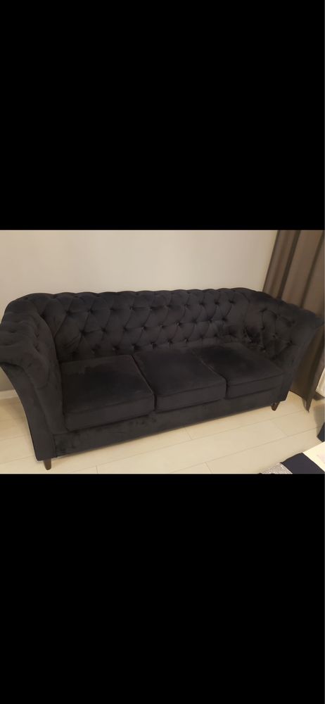 Sofa glamur ciemny granat.