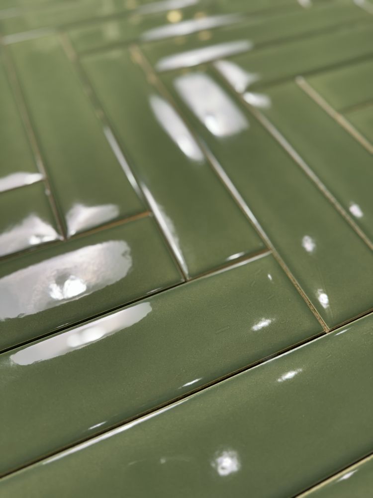 Plytki Monpelli Olive 29,8 x 6,5 cegiełka połysk plytka ścienna STR