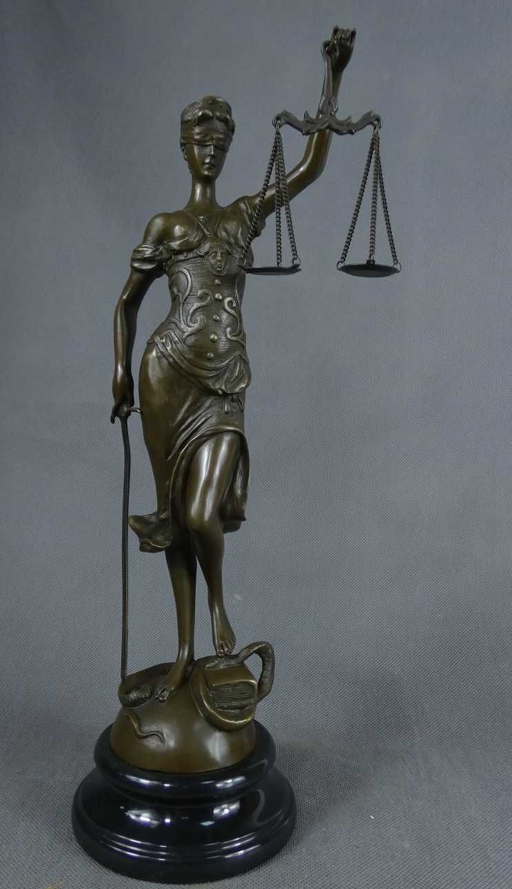 TEMIDA Bogini Sprawiedliwości BRĄZ figura RZEŹBA sygnowana pieczęć 40c