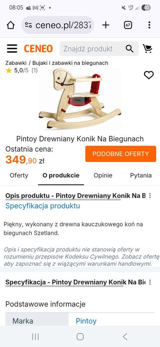 Konik na biegunach Pintoy Ideał