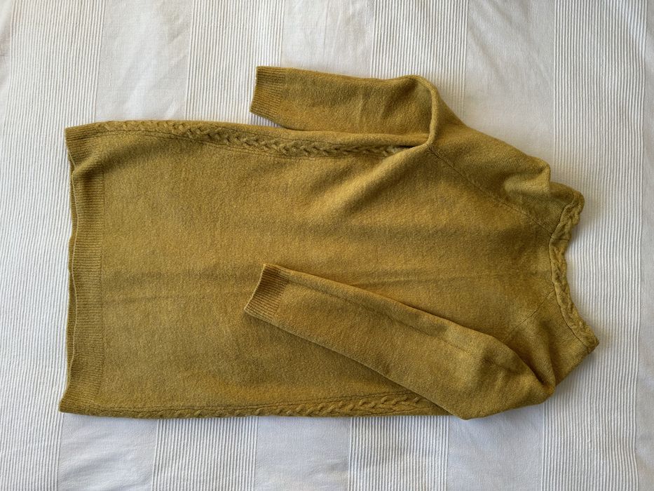 Kardigan, długi rozpinany musztardowy rozm. M-L