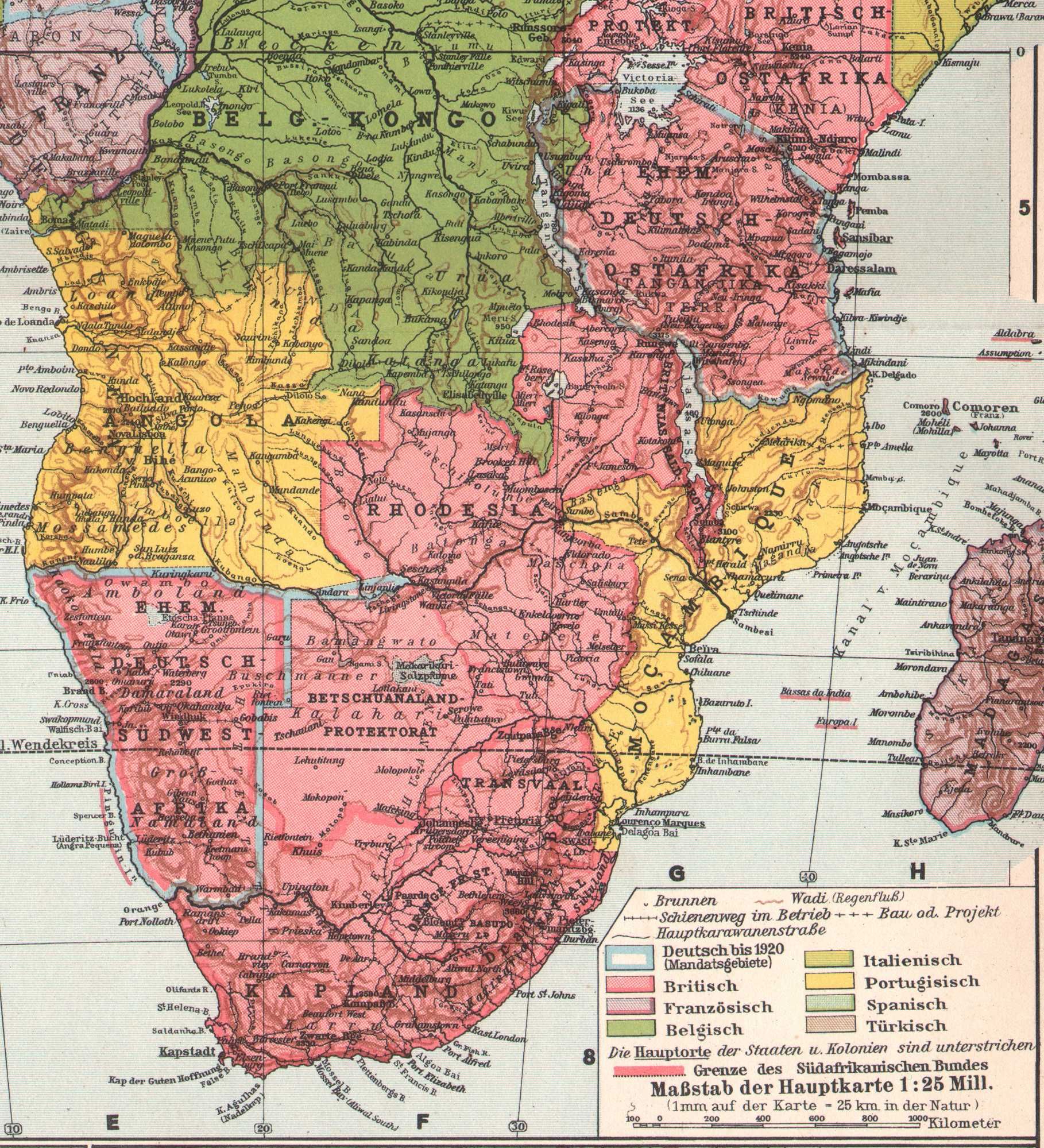 Afryka. Kolonialna mapa 1936 r. autentyk