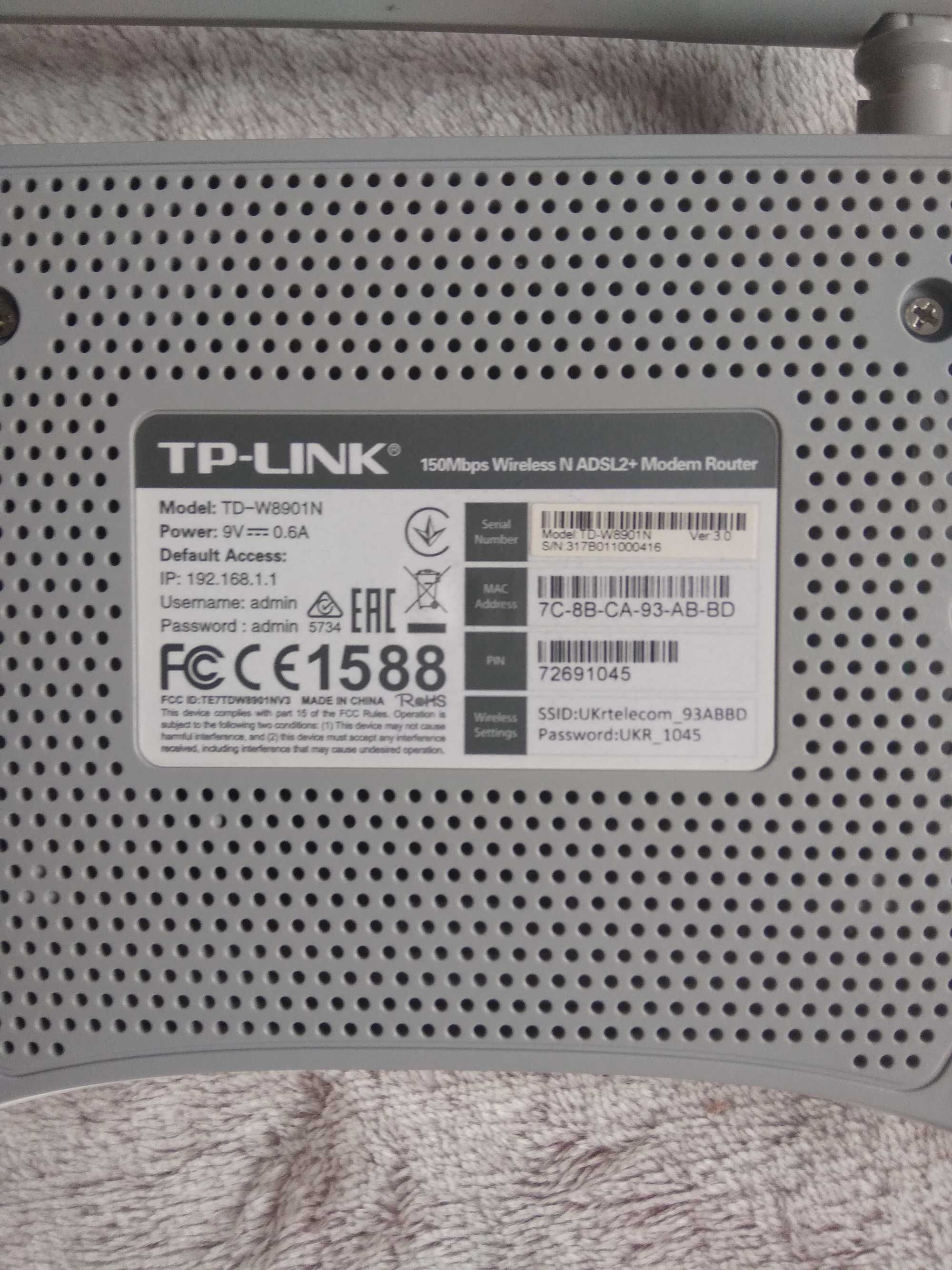 Роутер WI-FI маршрутизатор TP-LINK TD-W8901N
