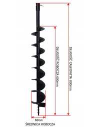 WIERTŁO do wiertnicy świder spalinowy do gleby ziemi  10cm X 80cm