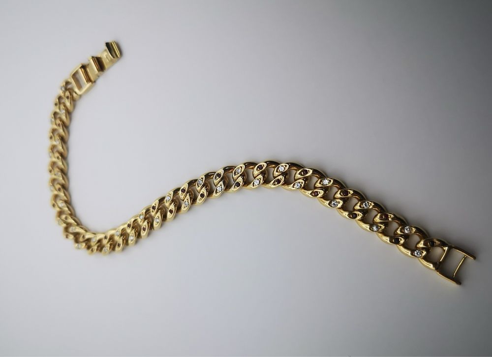Браслет золото 750 с бриллиантами и рубином, размер 19