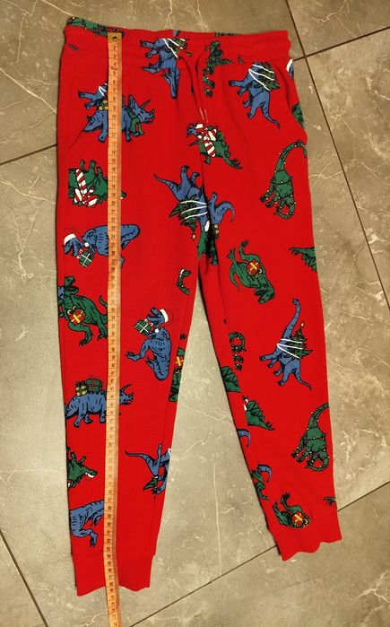 Spodnie chłopięce z dinozaurami motyw świąteczny