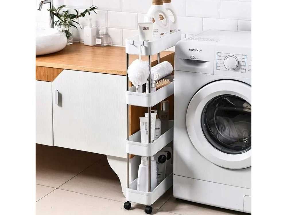 Półka Łazienkowa Kuchenna Mobilna Szafka na Kółkach, 4 Poziomy
