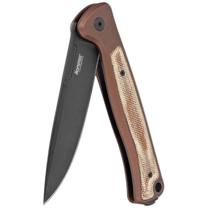 Nóż składany LionSteel Skinny Earth Aluminium/Natural Canvas Micarta,
