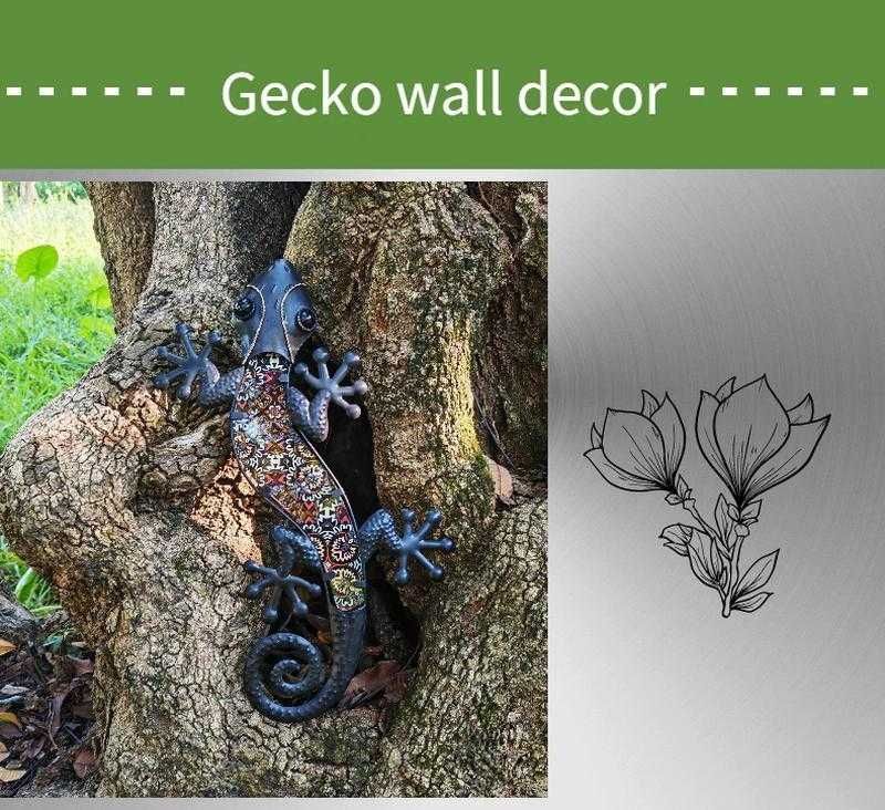 Очень стильная металлическая ящерица геккона настенный декор