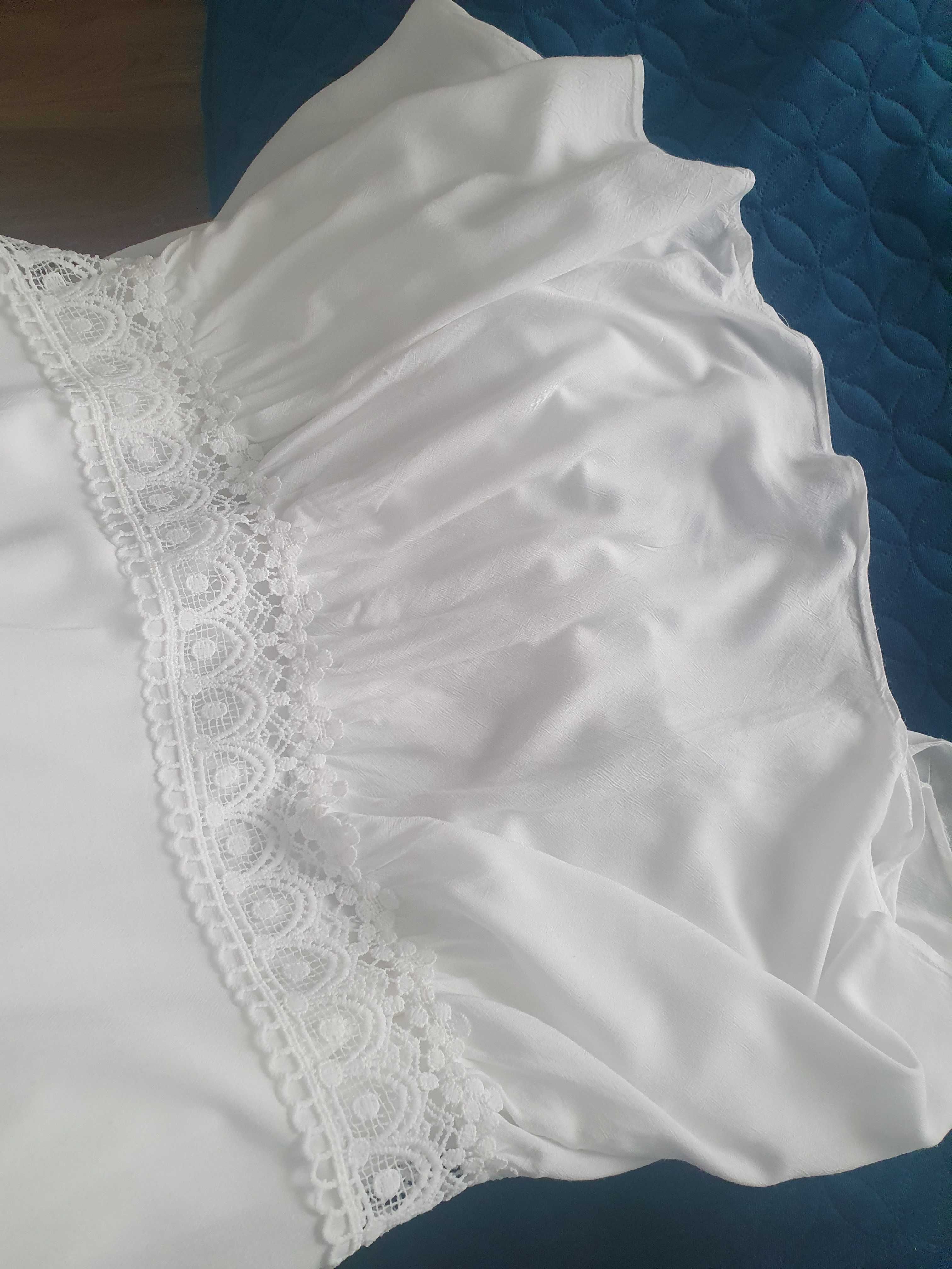 Maxi biała sukienka boho, biała, rozm. S/M,