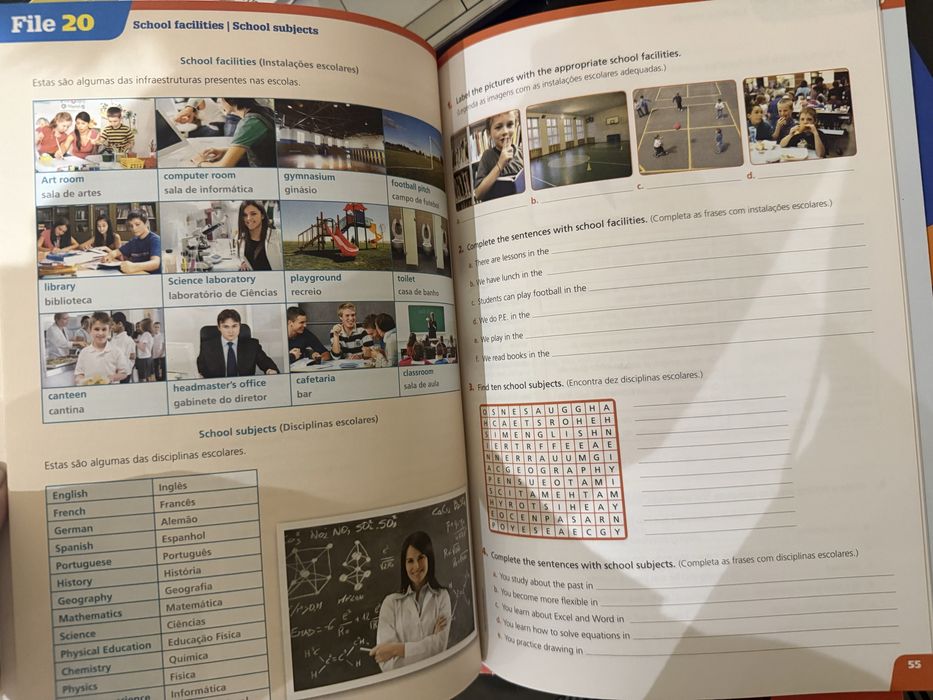 Livros, Sucesso Escolar, 7 ano, ingles e Frances, Porto Editora.