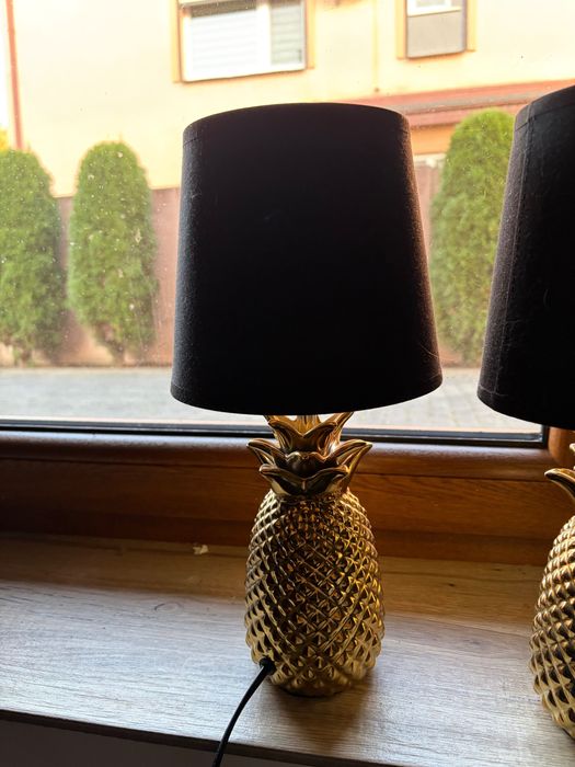 2 sztuki lampek nocnych złoto czarne ananas