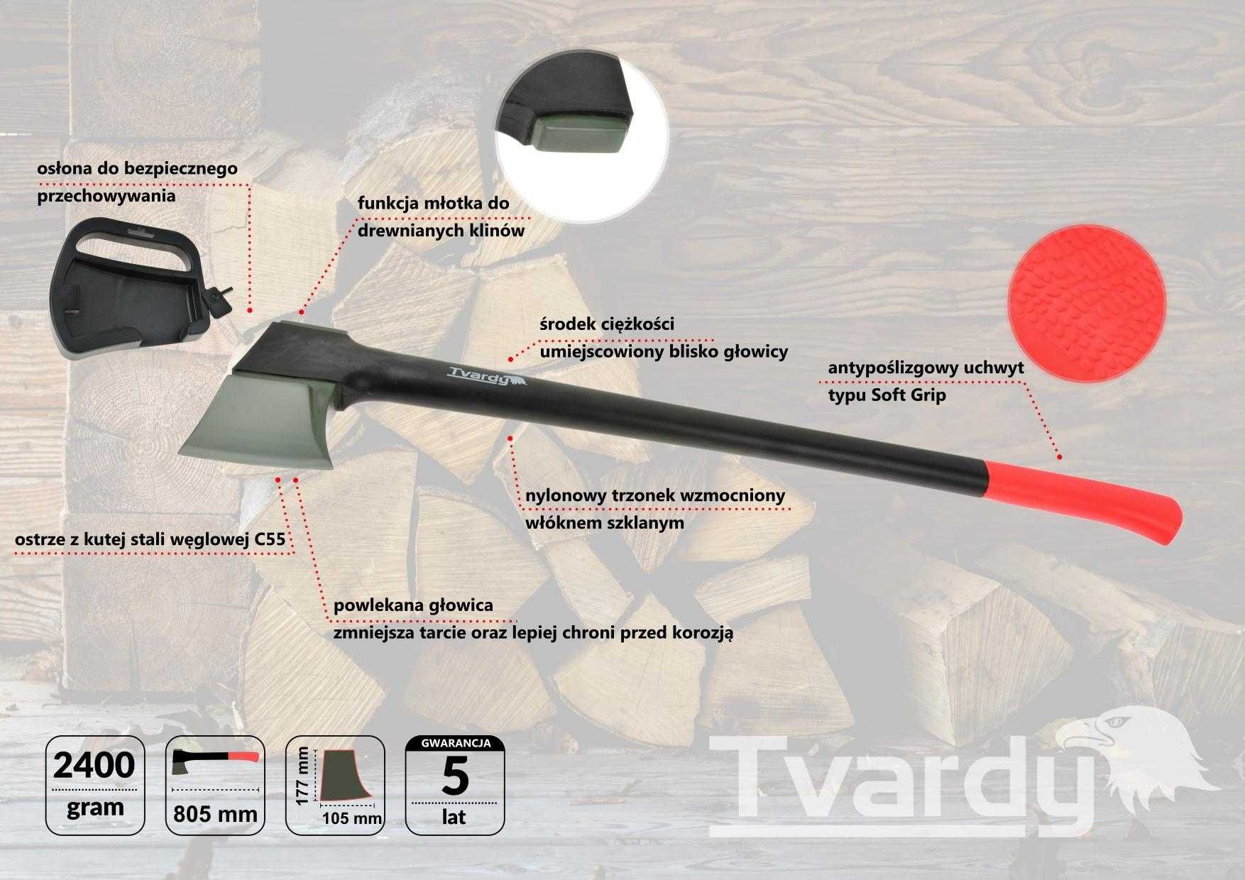 Siekiera rozłupująca TVARDY 31,5" 80,5cm 2400g  rębak do drewna