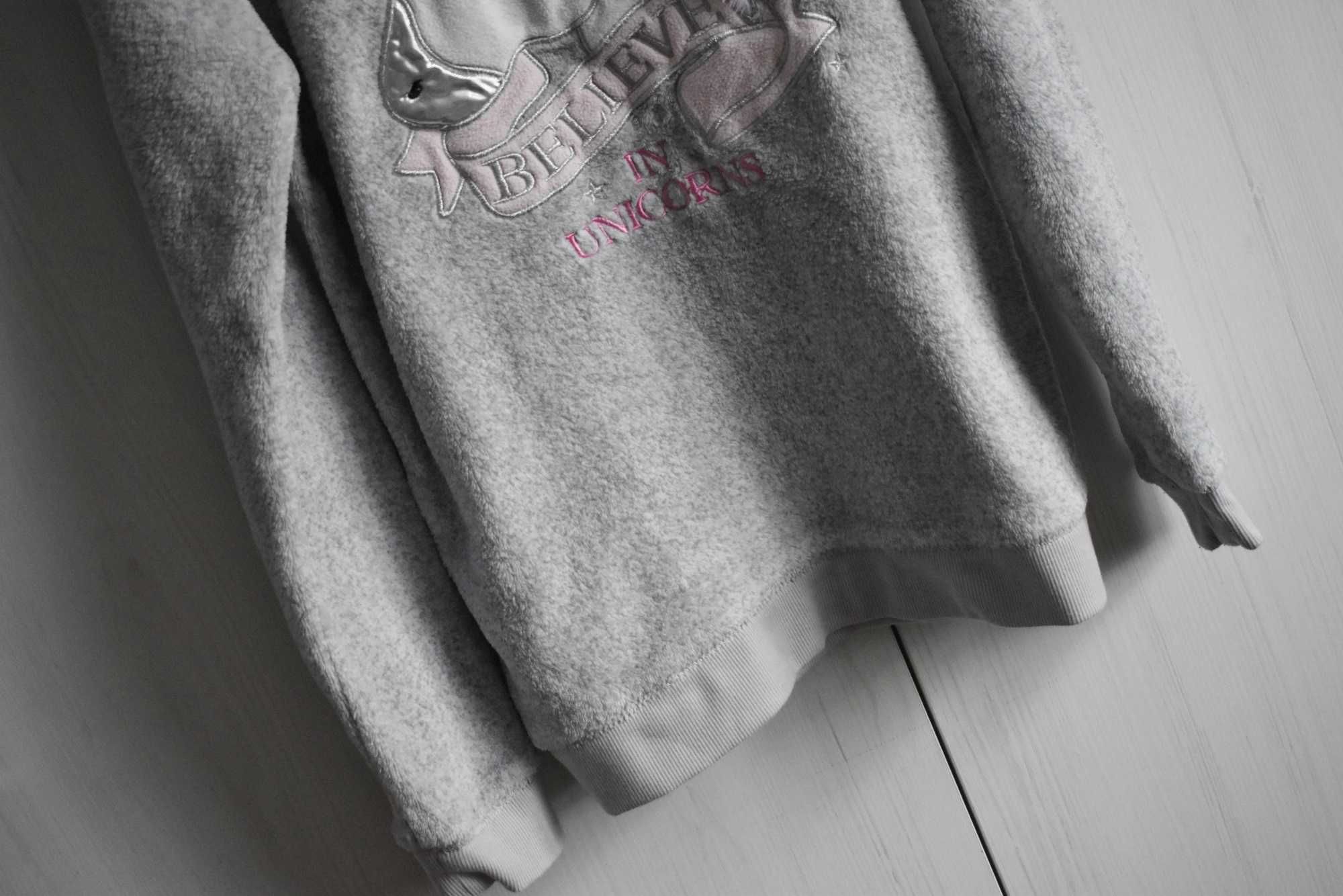 Bluza piżama XS S 34 polarowa unicorn jednorożec ciepła polar szara