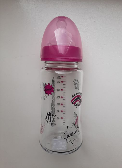 Пляшечка (бутилочка) для годування скляна 230 мл (0-24 m) Beauty Baby