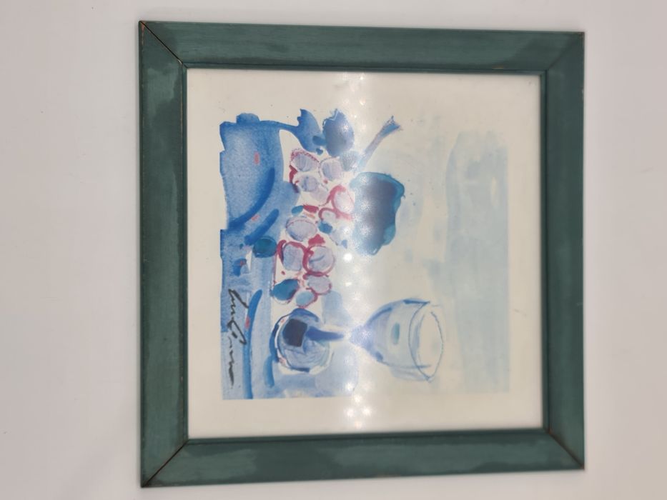 Par de quadros com impressão de aguarelas natureza morta