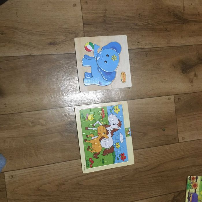 puzzle drewniane 40 el- 20 el plus słonik