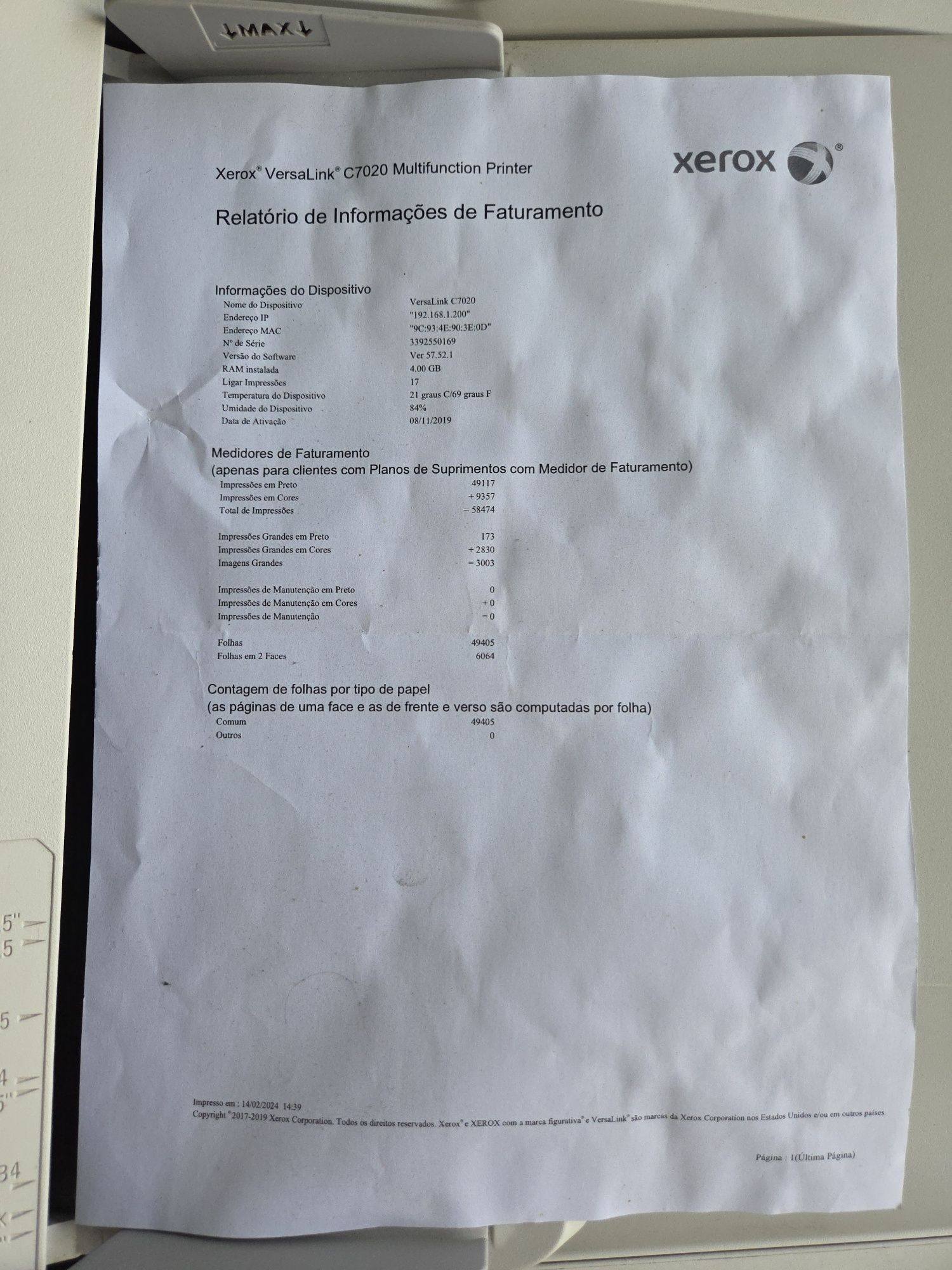 Impressora Multifunções Xerox Versalink C7020