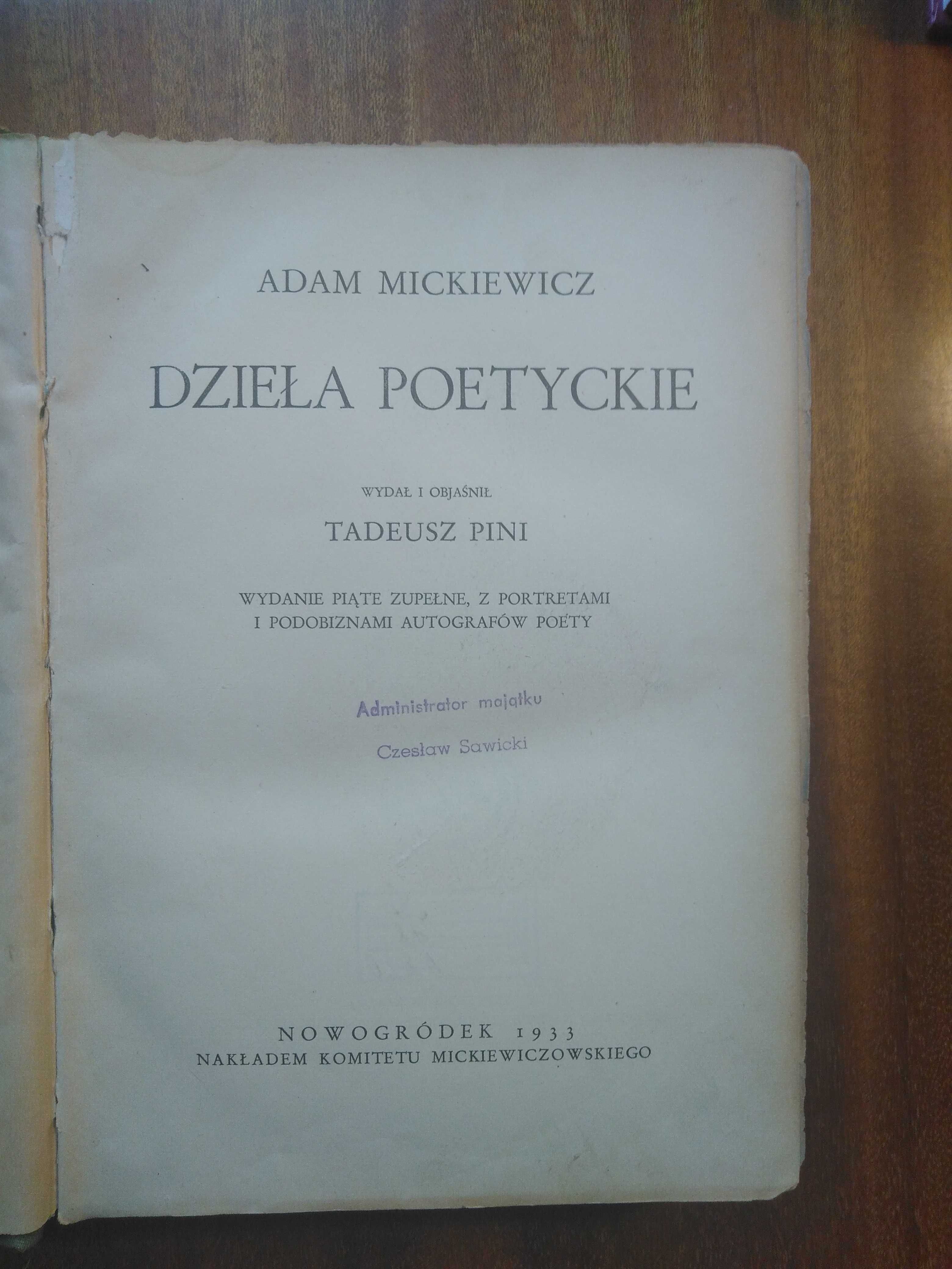 Adam Mickiewicz - Dzieła poetyckie - 1933