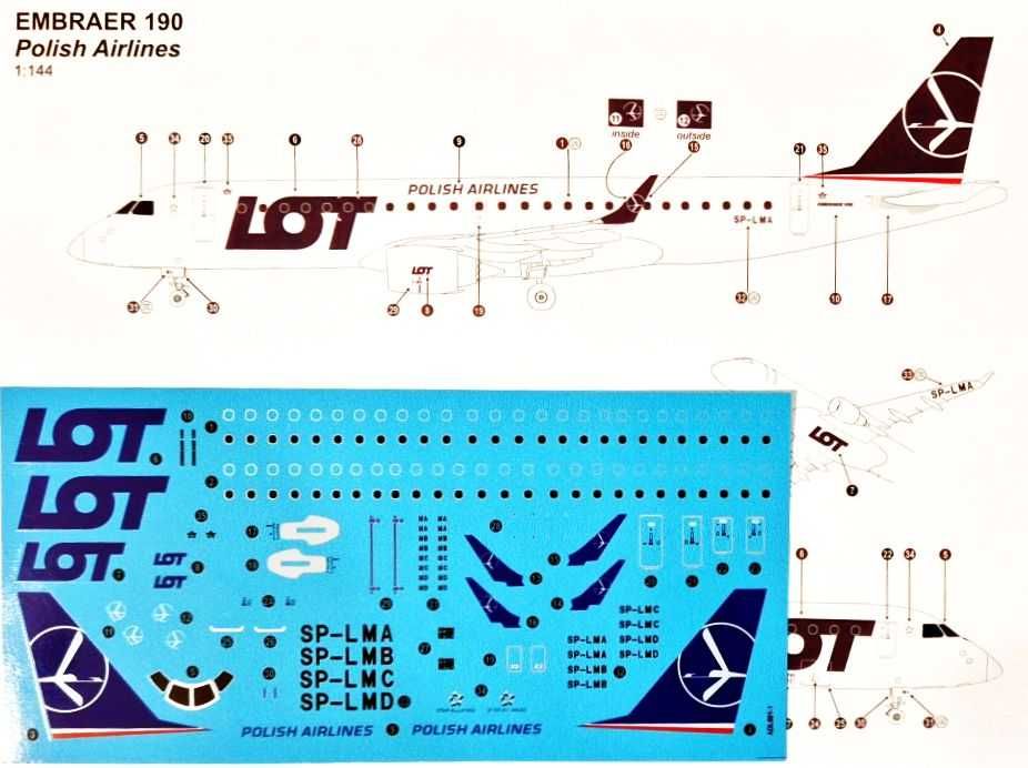 Kalkomania LOT do EMBRAER 190 [ADL001]