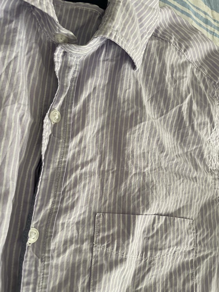 Massimo Dutti Mens Striped Casual Fit S Cotton Linen Blend