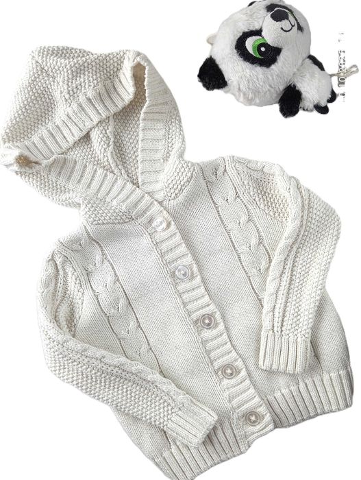 Sweter Joe Fresh z kapturem, bluza ze srebrną nitką 80-86