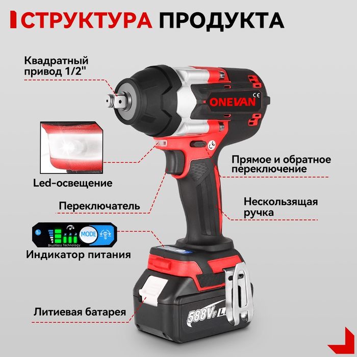 Гайковерт onevan 1200Nm 1800Nm 2800Nm