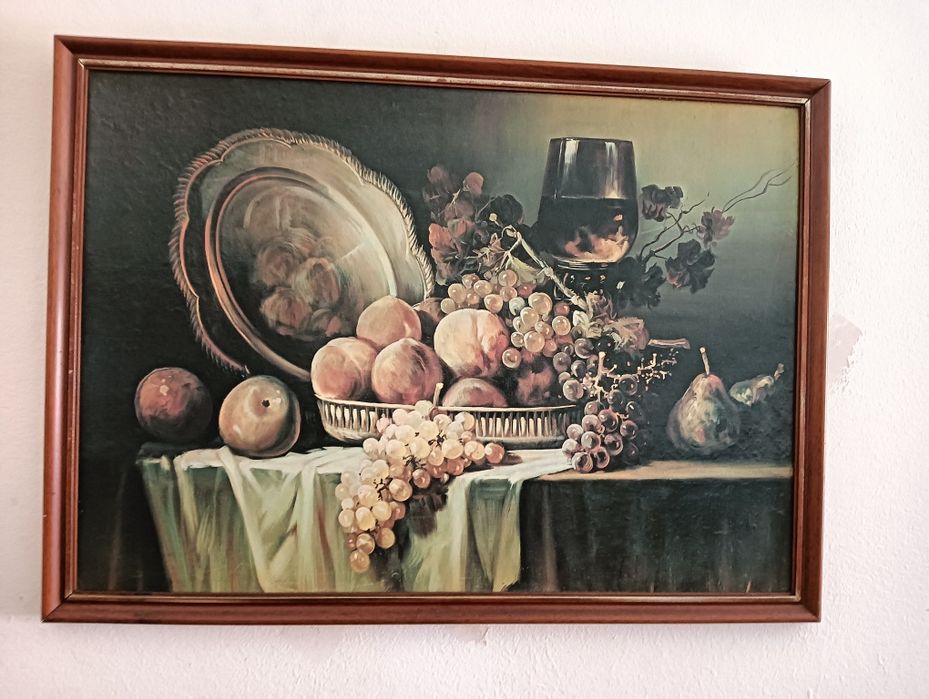 quadro antigo "fruteira"	53 cm x 73 cm	Em muito bom estado.*