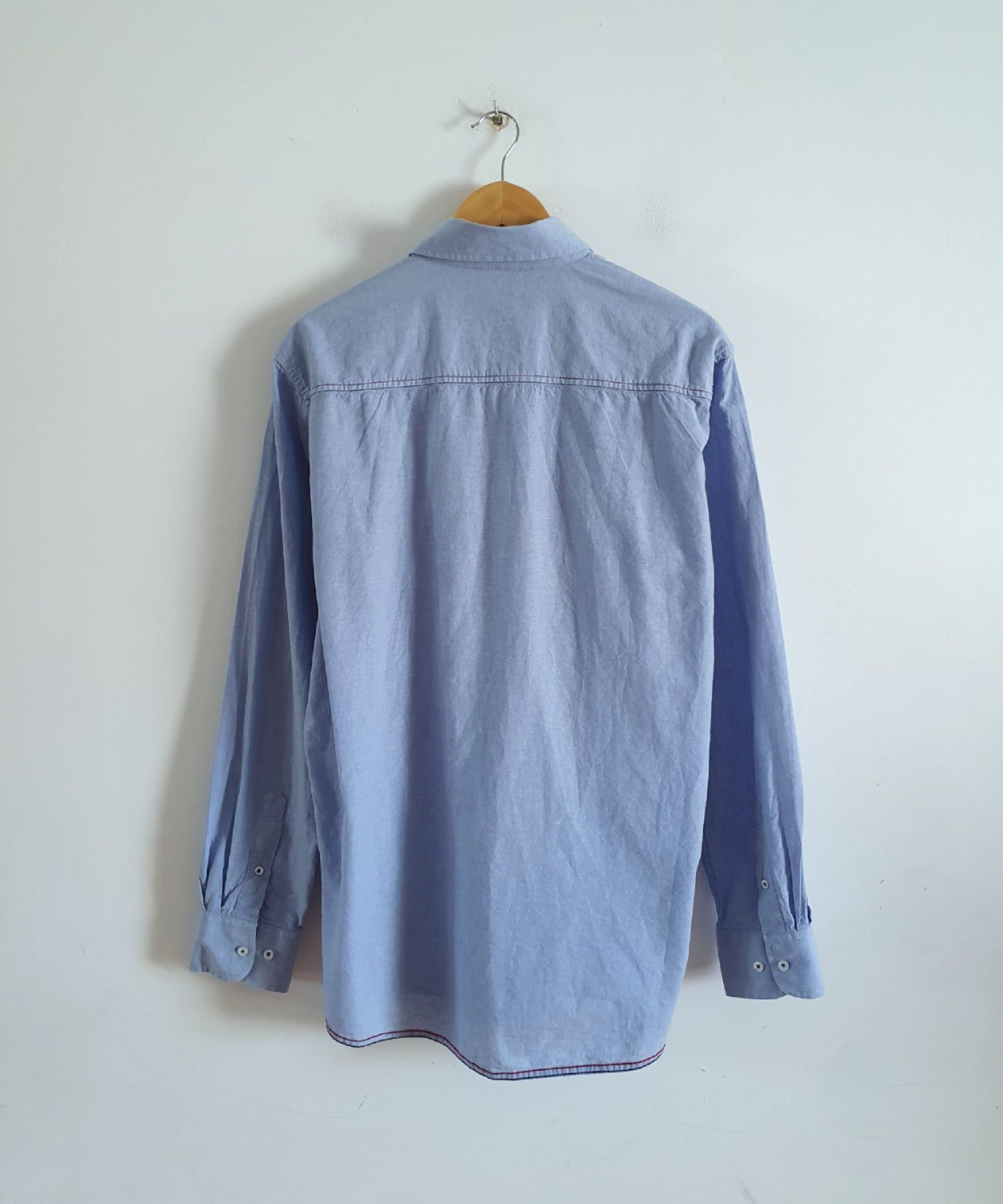 Niebieska bawełniana koszula męska casual bawełna cotton Livergy M/L