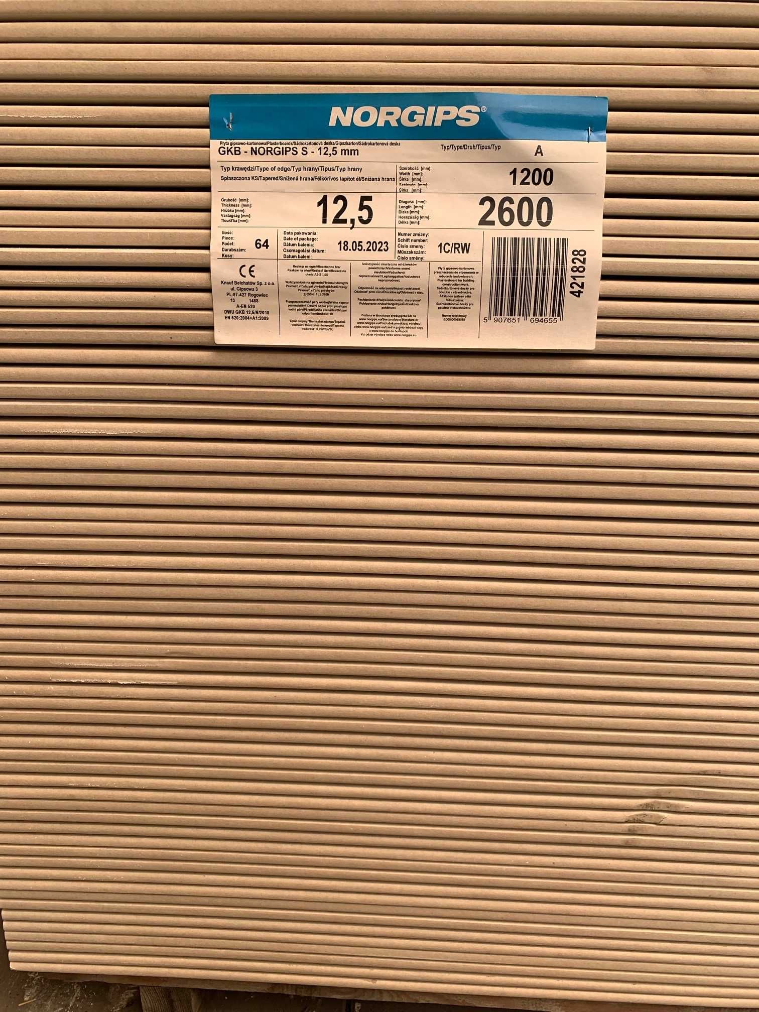 Płyta Karton-Gips 12,5x1200x2600