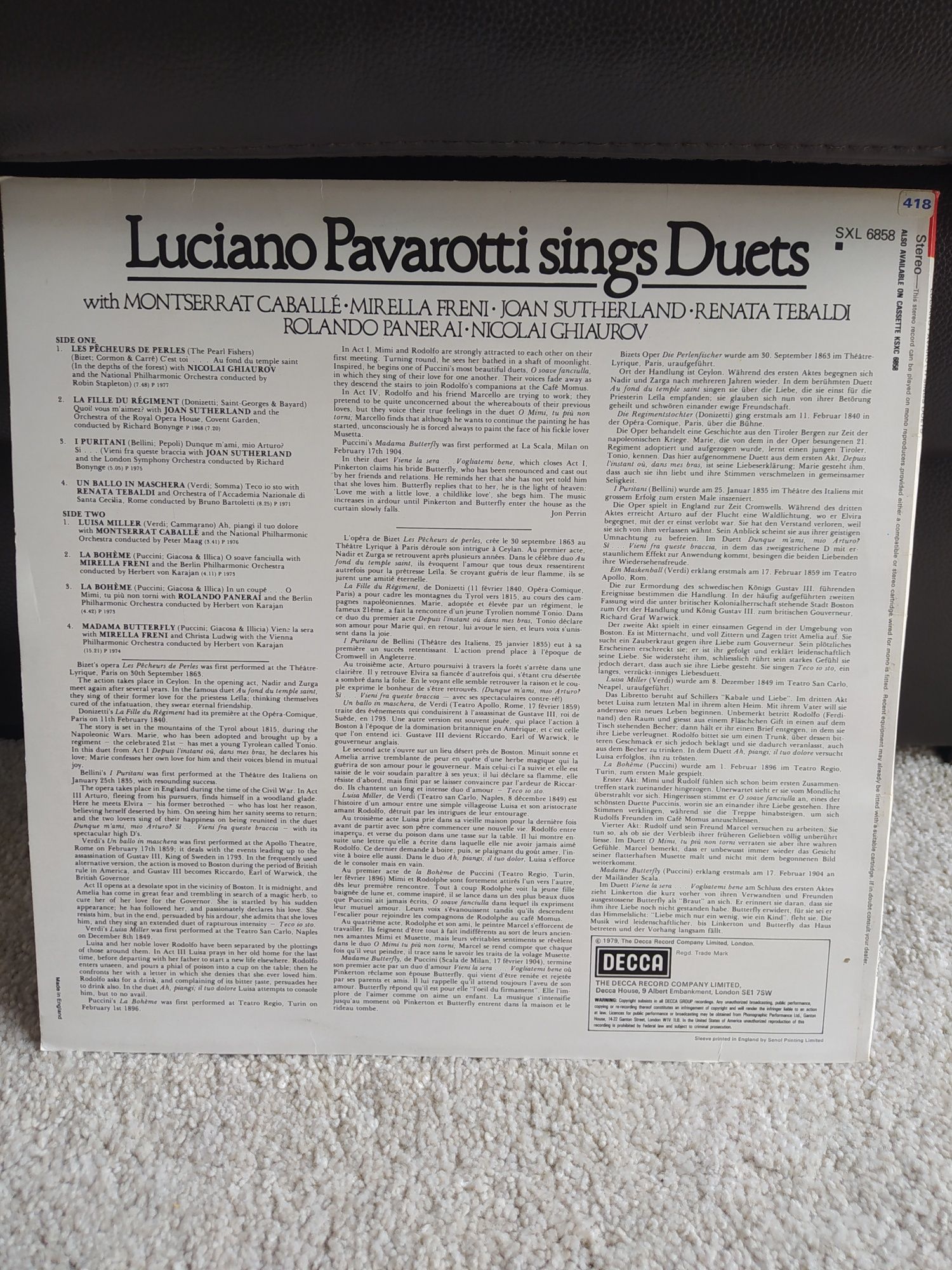 Płyta winylowa "Luciano Pavarotti sings Duets"