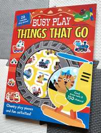 Busy Play Things That Go zadania po angielsku naklejki wielorazowe