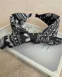 Opaska do włosów Boho/Retro w stylu Paisley wysoka, Czerń/Black