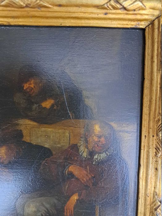 Stary obraz na desce, kopia Egbert van Heemskerck, 1897 r.