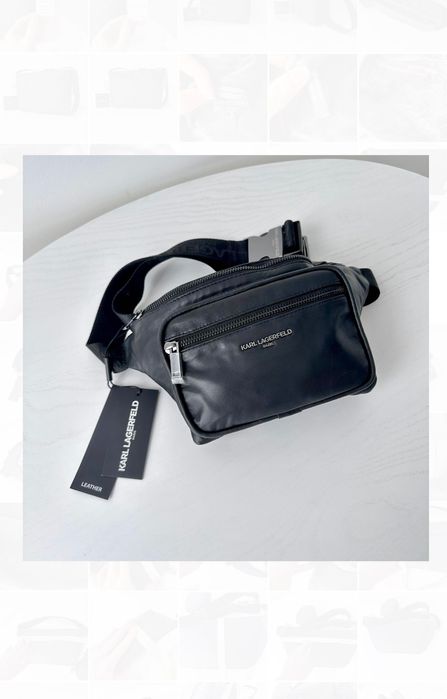 Чоловіча шкіряна сумка бананка Karl LAGERFELD мужская сумочка оригинал