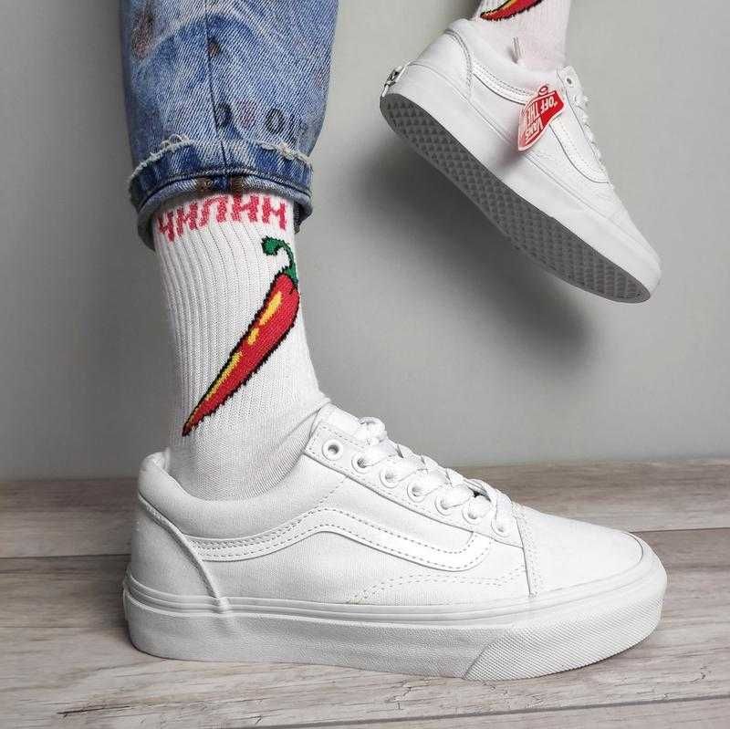 Ванси білі жіночі кеди Vans Ols skool White