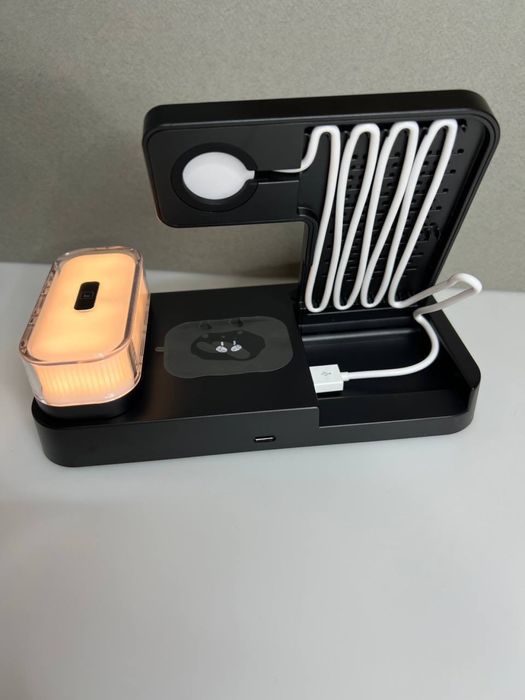 Беспроводная зарядка 4 в 1 30 W ватт быстрая швидка с ночником