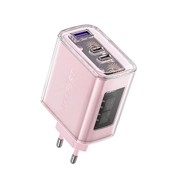 Acefast ładowarka GaN 65w 3 porty (1xUSB, 2xUSB C) fioletowa (a45)