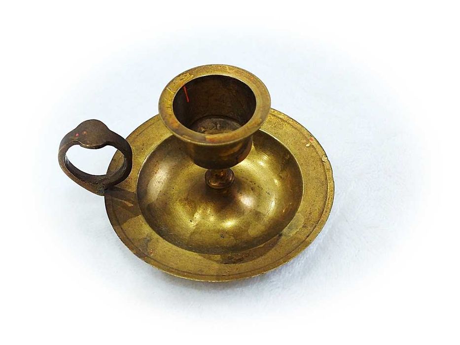 Stary świecznik z kagankiem 4cm z mosiądzu Mosiądz