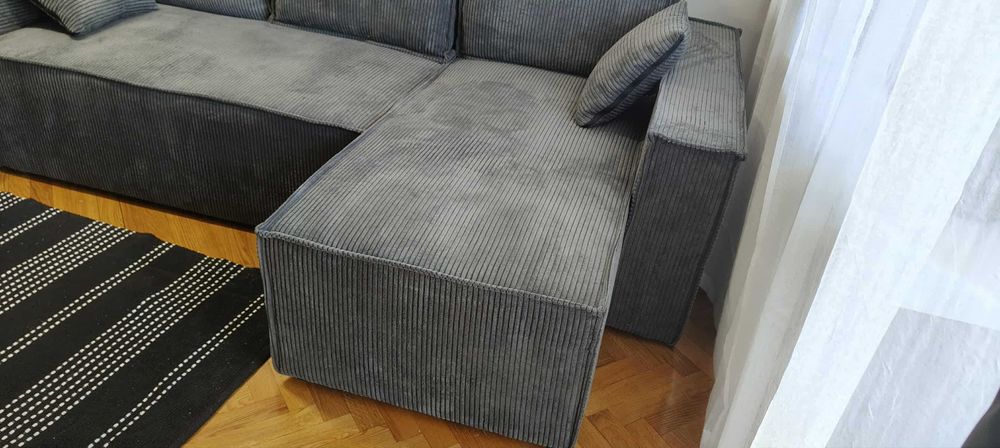 Narożnik sztruksowy szary