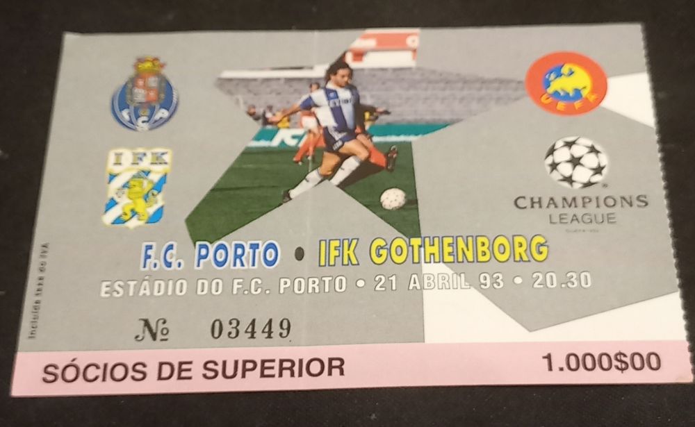 Bilhete de Jogos Internacionais do FC Porto,  anos 80/90.