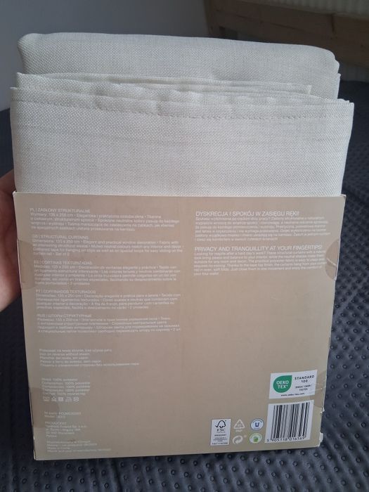 Nowe zasłony na taśmie 2 szt strukturalne Smukee 135x250 cm beżowe ecr