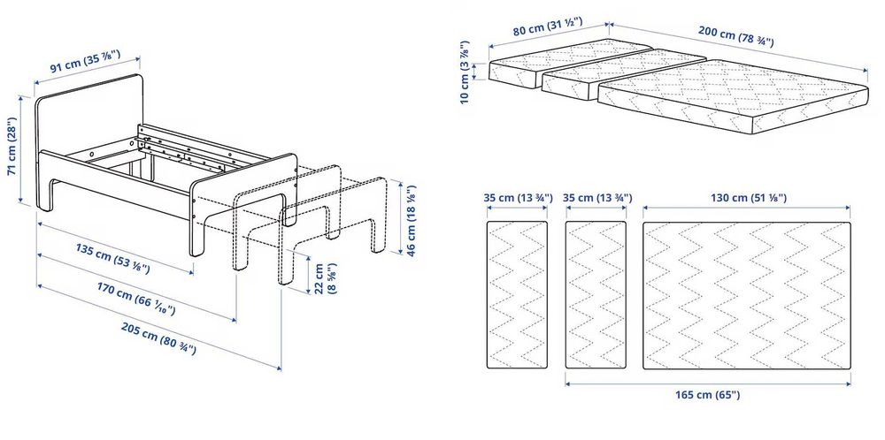 Łożko rozsuwane Ikea Slakt z materacem Vimsig 80x200 jak nowe okazja