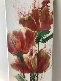 Obraz przedstawiający czerwone tulipany