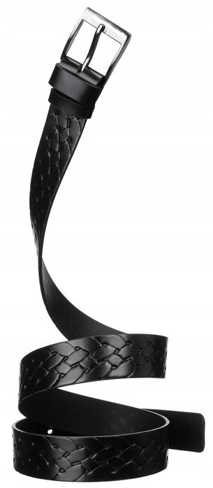 klasyczny, skórzany pasek męski z metalową klamrą - peterson 105