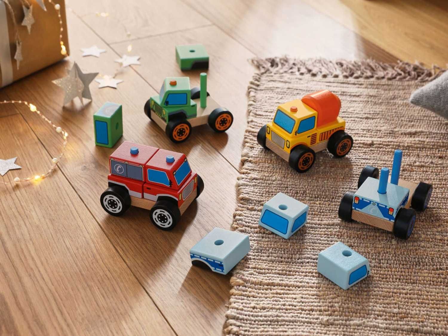 2x Pojazd Drewniany Składany Zestaw 2 Pojazdów 12 m+ Playtive Eko