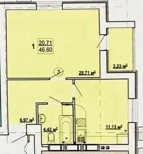 Продам 1к S 47м в сданном новострое ЖК Гидропарк.Q