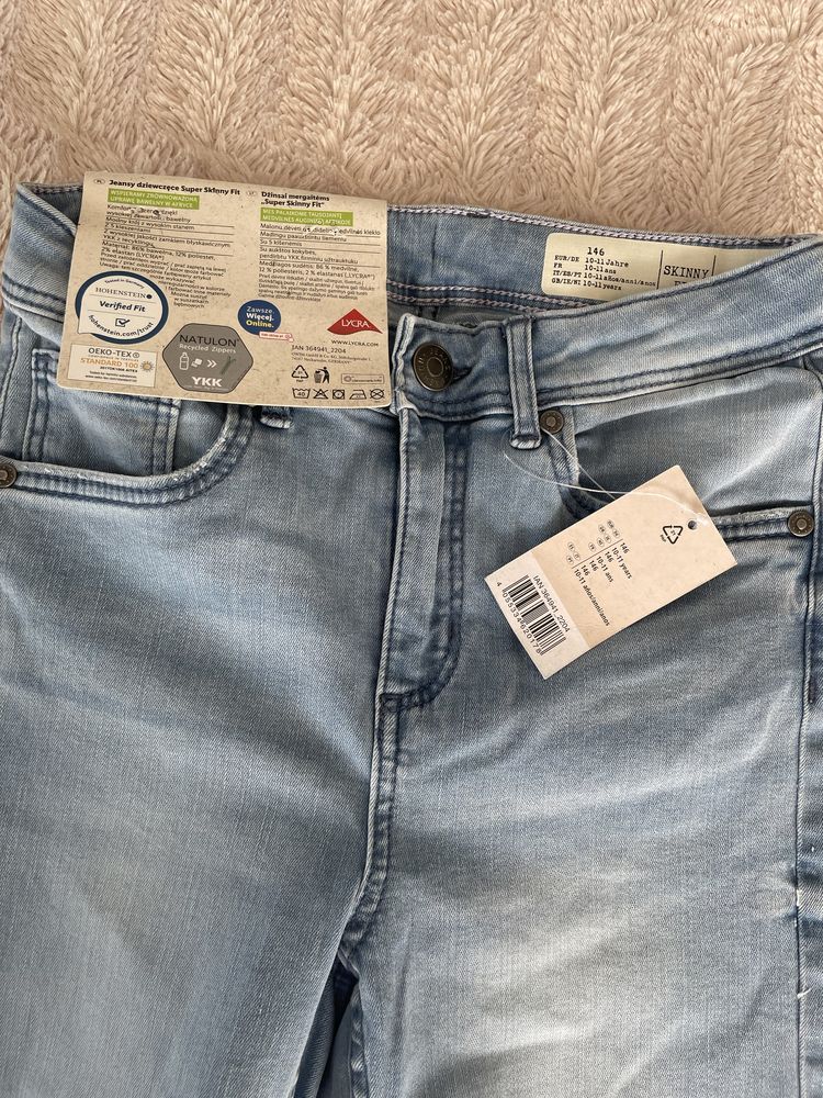 NOWE Spodnie dziewczęce, jeansowe Super Skinny Fit 146 cm, 10-11 lat